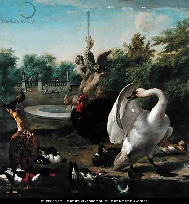 A Park with Swan and Other Birds - Melchior de Hondecoeter