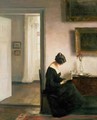 Woman Reading in an Interior - Carl Vilhelm Holsoe