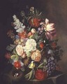 A Still life of Mixed Summer Flowers in an Urn - Josef Holstayn
