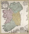 Map of Ireland showing the Provinces of Ulster Munster Connaught and Leinster - Johann Baptist Homann