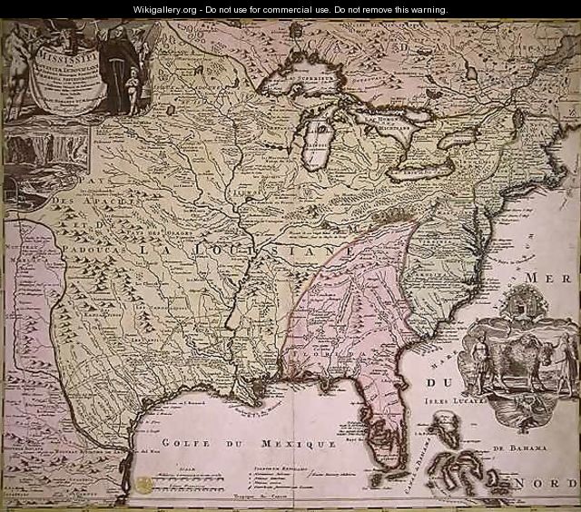 Map of Louisiana and Mississippi - Johann Baptist Homann