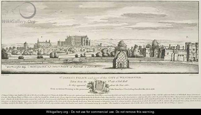 St Jamess Palace and part of the City of Westminster from the North Side of Pall Mall in 1660 - (after) Hollar, Wenceslaus