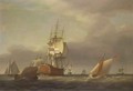 A Seascape with Men of War and Small Craft - Francis Holman