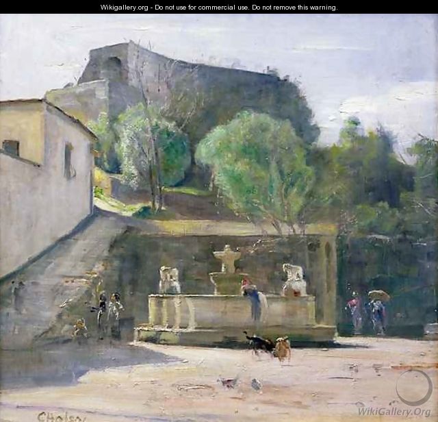 At the Fountain Italy - Carl Vilhelm Holsoe