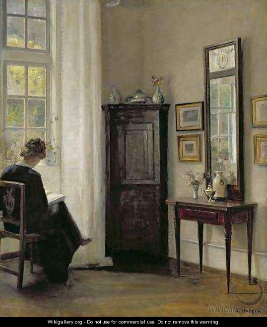 Interior with Woman Reading - Carl Vilhelm Holsoe