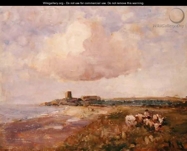Irish Coastal View with Boy and Cattle - Nathaniel Hone