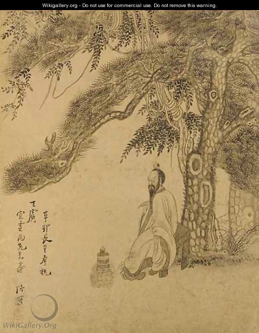 Preparing the Elixir beneath a Pine Qing dynasy - Chen Hongshou