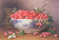 Still Life of Raspberries in a Blue and White Bowl - William B. Hough