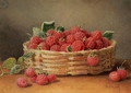 A Still Life of Raspberries in a Wicker Basket - William B. Hough