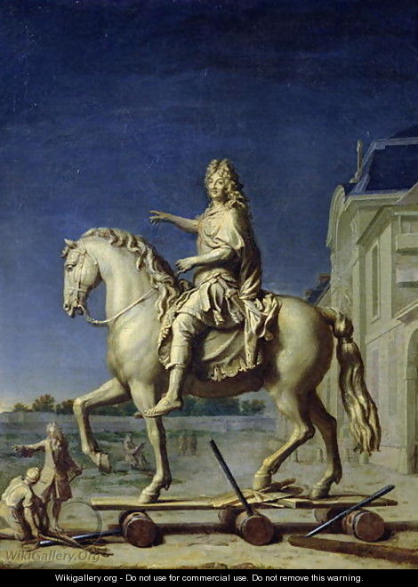 Transporting the Equestrian Statue of Louis XIV to the Place Vendome in 1699 - René-Antoine Houasse