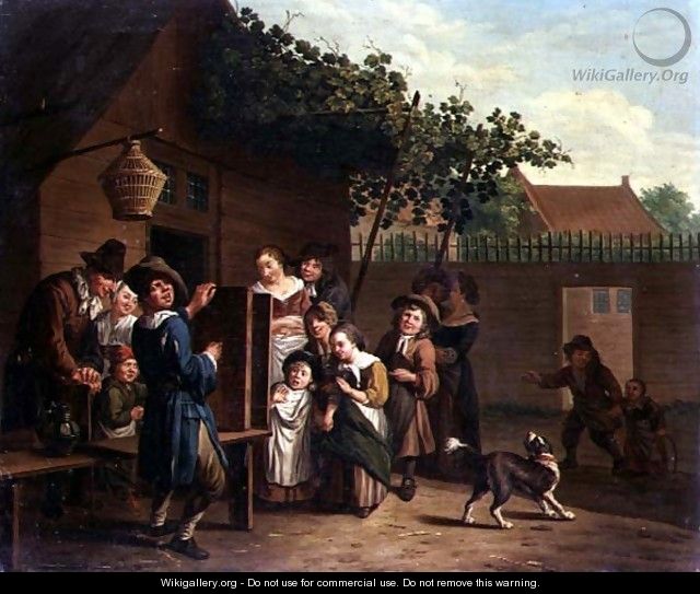 Children Watching a Peep Show in a Village Courtyard - Jan Jozef, the Younger Horemans