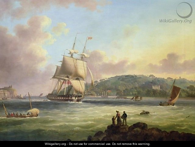 H M S Pallas Entering Plymouth Harbour - Thomas L. Hornbrook