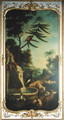 A Crested Crane a Peacock a Macaw a Shelduck and Markhors panel from the bedroom of Louis Henri I 1692-1740 Prince de Conde - Christophe Huet