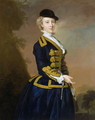 Portrait of Nancy Fortesque wearing a dark blue riding habit - Thomas Hudson