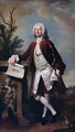 Portrait of Theodore Jacobsen architect of the Foundling Hospital shown holding a drawing of the West Front - Thomas Hudson