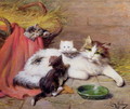Cat with kittens - Leon Charles Huber