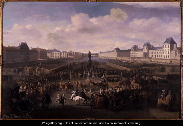 Louis XIV approaching the Pont Neuf Paris - or Huchtenburgh, Jan van Huchtenberg