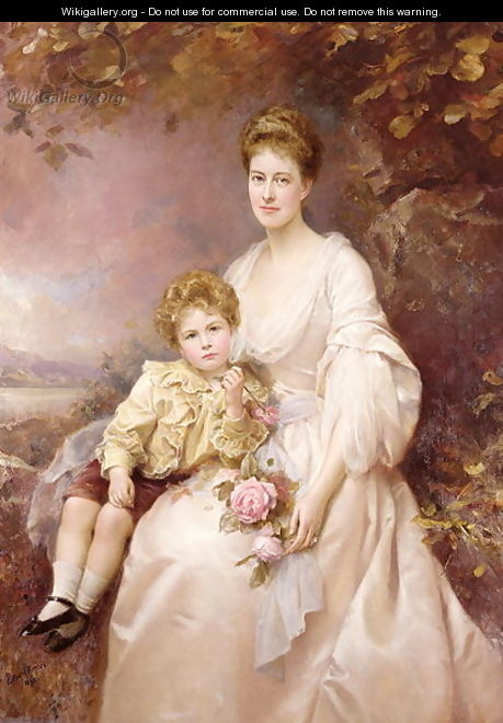 Portrait of Laura Gwendolen Gascoigne and her son Alvary - Edward Hughes
