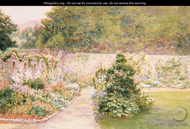 The Garden at Undermount Bonchurch Isle of Wight with St Boniface in the distance - A. Foord Hughes