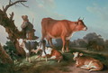 Pastoral scene with a cowherd - Jean-Baptiste Huet