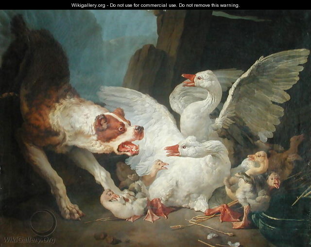 A Dog Attacking Geese - Jean-Baptiste Huet