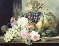 Still Life with Roses and Fruit - Edward Ladell