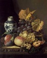 Grapes Peaches Plums and Currants with a Blue and White Vase - Edward Ladell