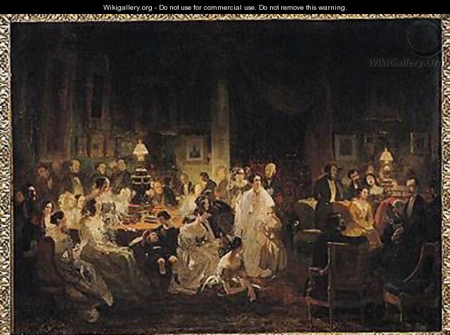 Emile Jean Horace Vernet 1789-1863 Discussing the Invention of the Daguerreotype in Monsieur Irissons Salon - Prosper Lafaye or Lafait