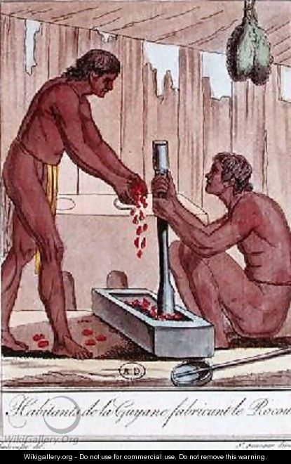 Inhabitants of French Guyana preparing Annatto - L.F. Labrousse