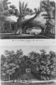 Two views of Chantilly the grotto of the English landscaped garden and the head of the Grand Canal - (after) Lacombe