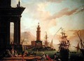 A Mediterranean Port Scene - Charles Francois Lacroix de Marseille