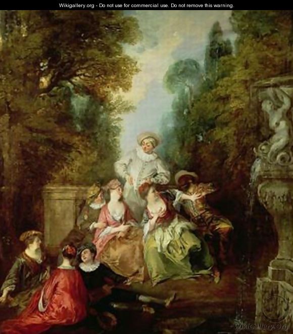 Italian Comedians by a Fountain - Nicolas Lancret