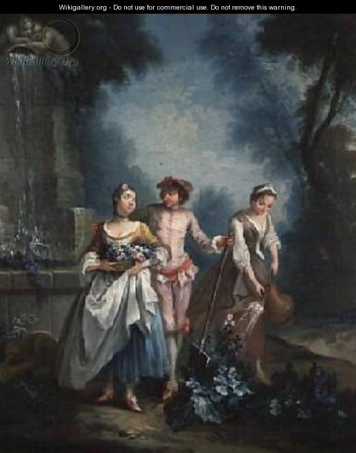 An Allegory of Summer Gardeners watering a flower bed - (after) Lancret, Nicolas