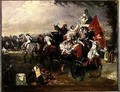 Carriage with Men and Women in Costume on the Champs Elysees - Eugene Louis Lami