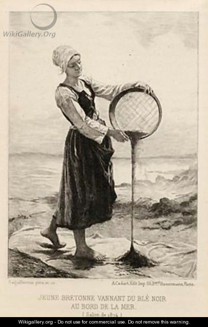 A Young Bretonne Winnowing Buckwheat at the Seaside - (after) Laguillermie, Frederic Auguste