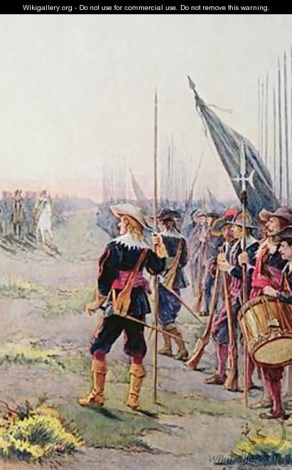 Battle of Rocroi the Duke of Enghien reviewing his troops on the eve of the battle - Alphonse Lalauze