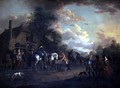 French Cavalry officers halted at the White Hart - Jan Anthonie Langendyk