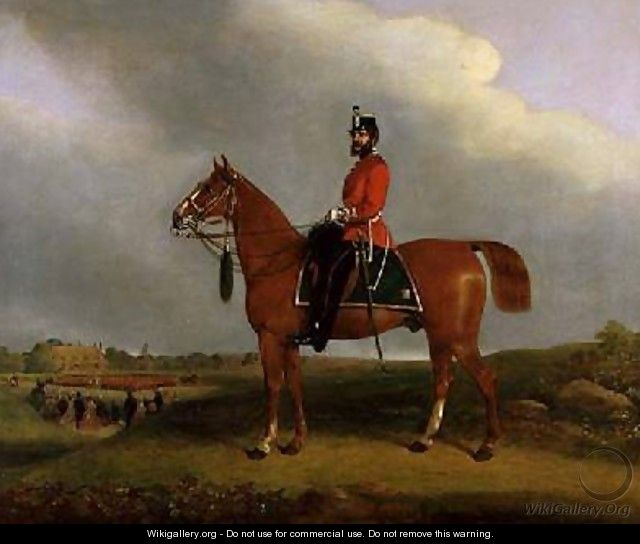 An Officer of the Bedford Light Infantry Militia mounted on a charger - C.P. Langley