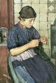 Girl Knitting - Walter Langley