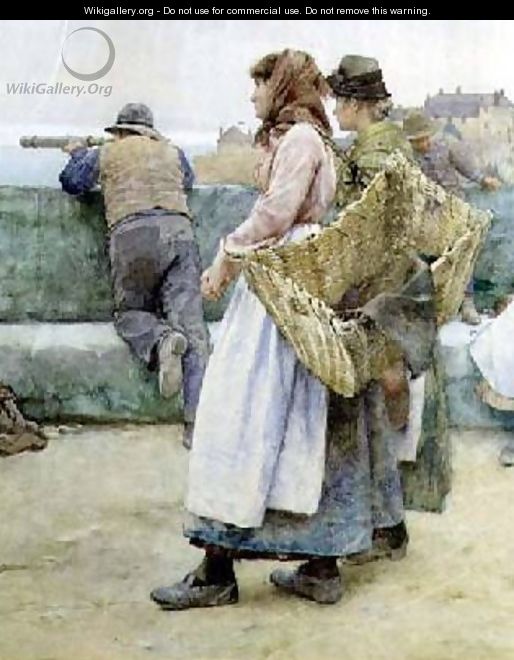 In a Cornish Fishing Village Departure of the Fleet for the North - Walter Langley