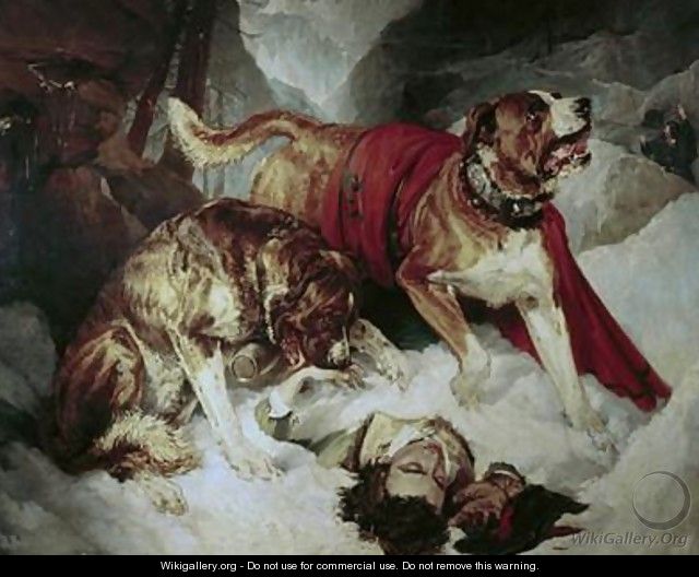Alpine Mastiffs Reanimating a Distressed Traveller - Sir Edwin Henry Landseer