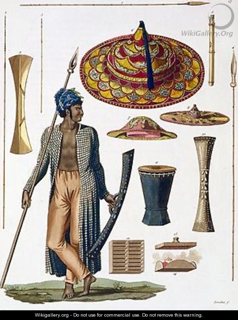 Warrior from Island of Guebe with items of Native Apparel - Landini