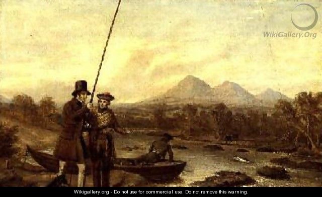 Salmon Fishing at Eildon Hill - Charles Landseer