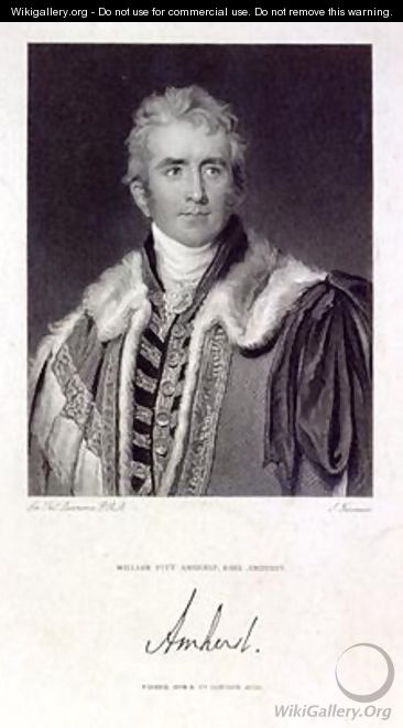 William Pitt Amherst Earl Amherst of Arracan 1773-1857 - (after) Lawrence, Sir Thomas
