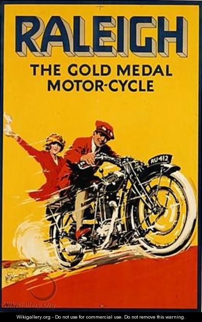 Poster advertising Raleigh the Gold Medal Motor Cycle - S.W. Le Feaux