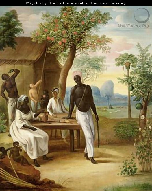 Black Slaves Seated Outside their House in Martinique - Le Masurier