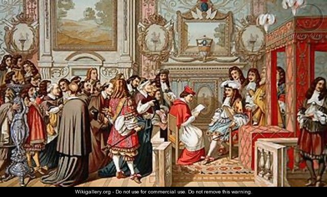 Louis XIV 1638-1715 receiving the Papal Legate at Fontainebleau - (after) Le Brun, Charles