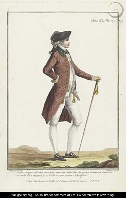 Elegant Young Man in a Spotted Tailcoat 2 - (after) Le Clerc, Pierre Thomas