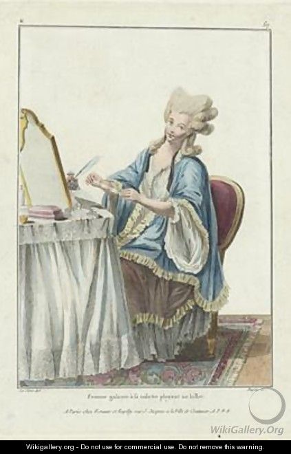 Woman at her Toilet folding a Note 2 - (after) Le Clerc, Pierre Thomas