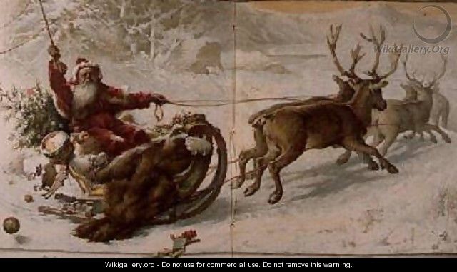 Santa Claus driving his sleigh through the snow - John Lawson